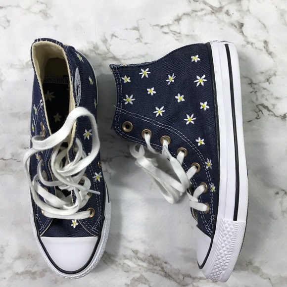 Converse Shoes - Daisy and Denim Print High Top Converse
